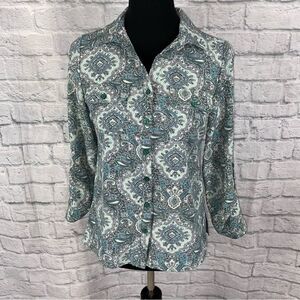 Notations petite paisley print button down blouse sz petite small